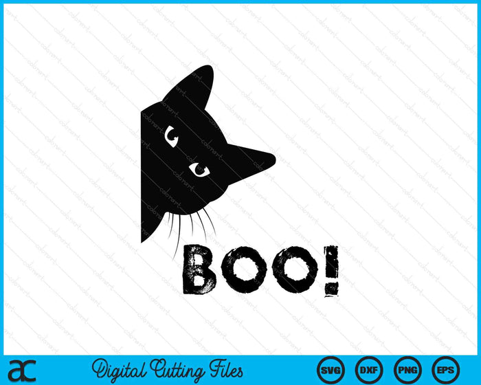 Boo! - Funny Hiding Peekaboo Scary Halloween Cat SVG PNG Digital Cutting Files