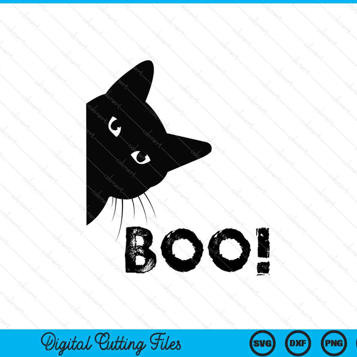 Boo! - hiding peekaboo scary Halloween cat SVG PNG cut file for Cricut