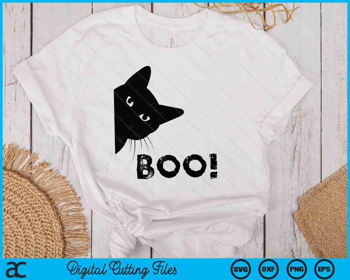 Boo! - Funny Hiding Peekaboo Scary Halloween Cat SVG PNG Digital Cutting Files