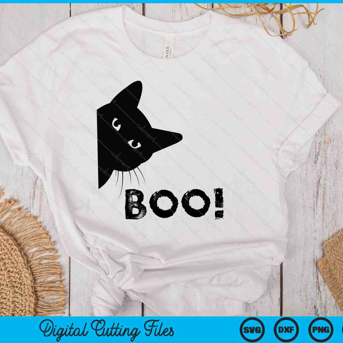 Boo! - Funny Hiding Peekaboo Scary Halloween Cat SVG PNG Digital Cutting Files