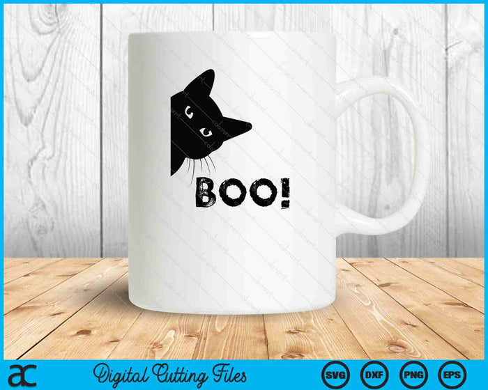 Boo! - Funny Hiding Peekaboo Scary Halloween Cat SVG PNG Digital Cutting Files