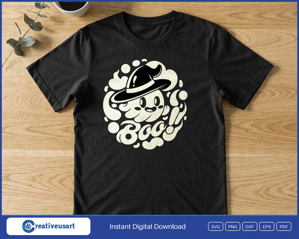 Boo Cloud Ghost SVG PNG Digital Printable Files - on a t-shirt