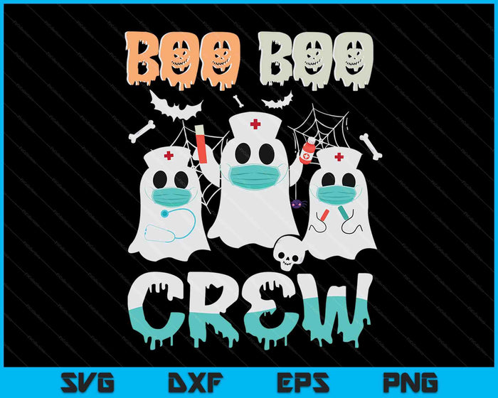 Boo boo bemanning verpleegster Halloween Ghost kostuum SVG PNG digitale snijbestanden