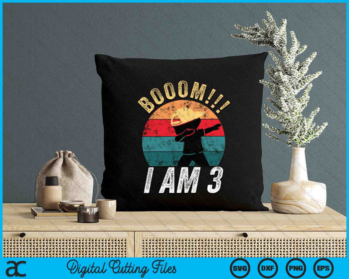 Boom I Am 3 Kids Dabbing Birthday 3 Years SVG PNG Digital Cutting Files