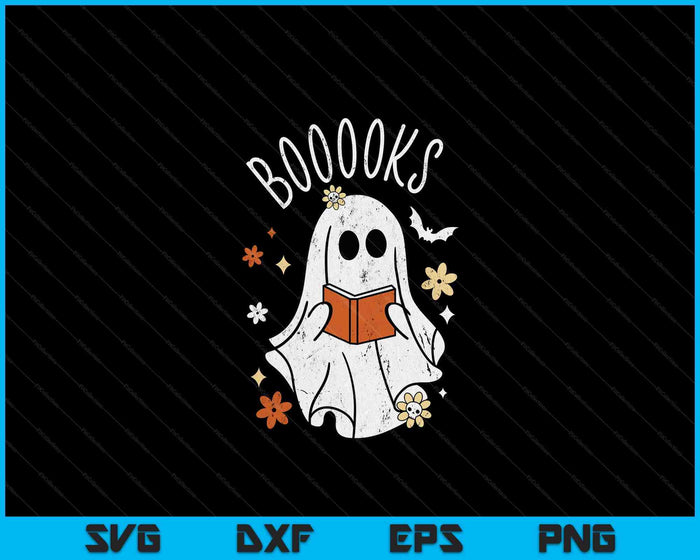 Booooks Ghost Funny Halloween Teacher Book Library Reading SVG PNG Digital Cutting Files