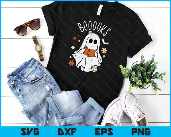 Booooks Ghost Funny Halloween Teacher Book Library Reading SVG PNG Digital Cutting Files