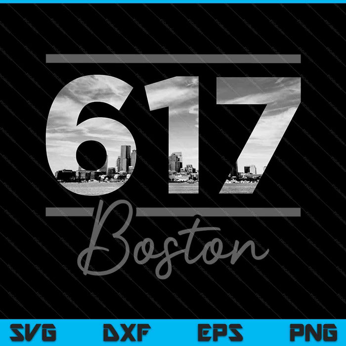 Boston 617 Código de área Skyline Massachusetts Vintage SVG PNG Cortar archivos imprimibles