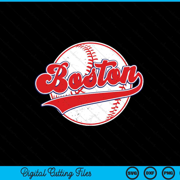 Boston baseball cityscape distressed SVG cut file