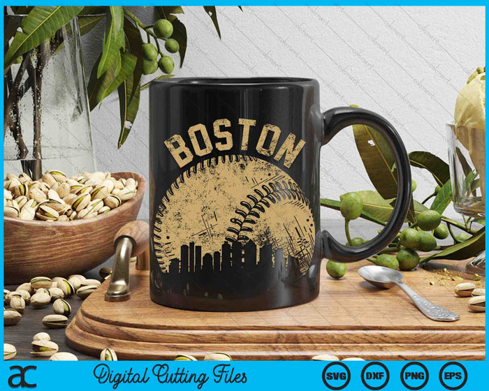 Boston Baseball Skyline Player Coach Fan SVG PNG Digital Printable Files