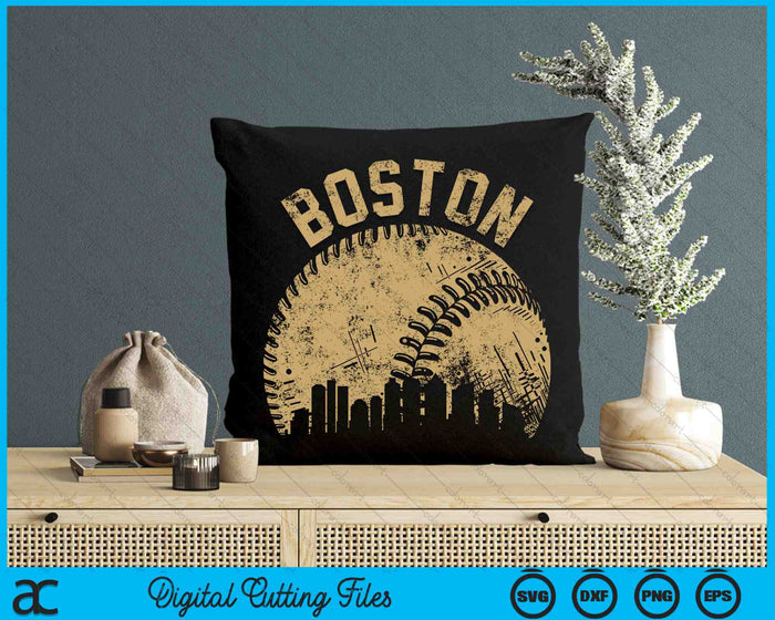 Boston Baseball Skyline Player Coach Fan SVG PNG Digital Printable Files