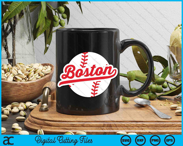 Boston Baseball Vintage Massachusetts Pride Love City Red SVG PNG digitale snijbestanden