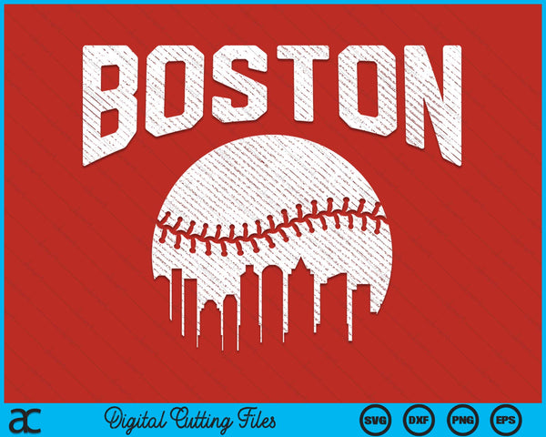 Boston City California Baseball Skyline Vintage Souvenir SVG PNG Digital Printable Files