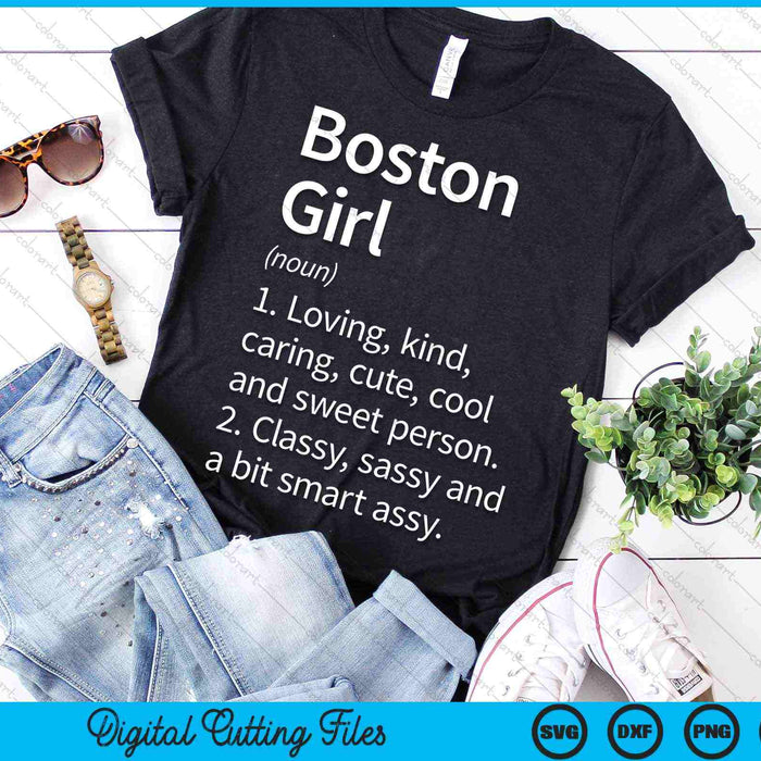 Boston Girl MA Massachusetts City Home Roots SVG PNG Archivos de corte