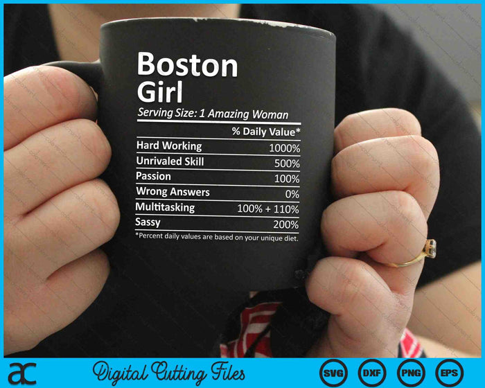 Boston Girl MA Massachusetts City Home Roots SVG PNG Digital Cutting Files