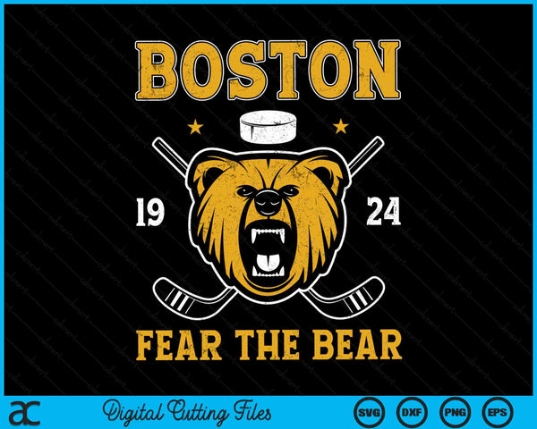 Boston Ice Hockey Fear the Bear SVG PNG Digital Cutting Files