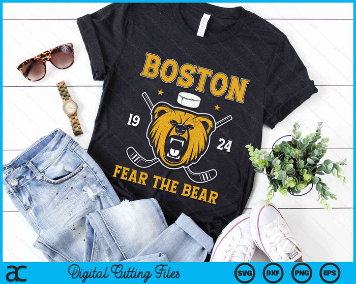 Boston Ice Hockey Fear the Bear SVG PNG Digital Cutting Files