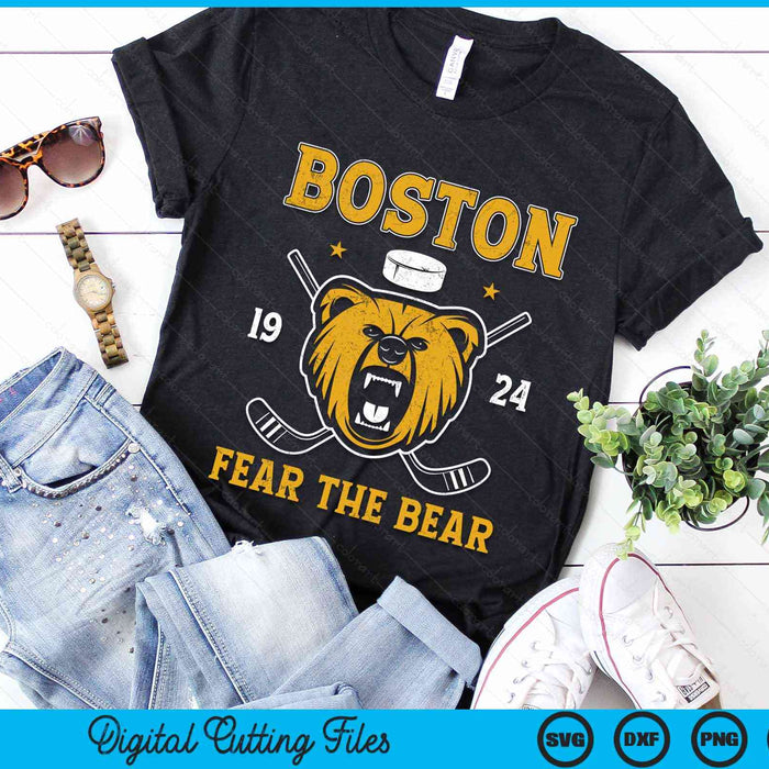 Boston Ice Hockey Fear the Bear SVG PNG Digital Cutting Files