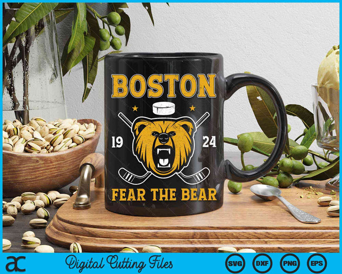 Boston Ice Hockey Fear the Bear SVG PNG Digital Cutting Files