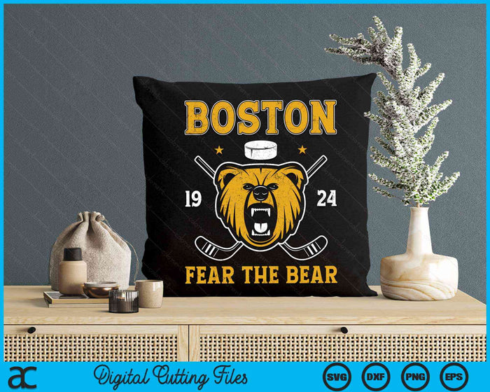 Boston Ice Hockey Fear the Bear SVG PNG Digital Cutting Files