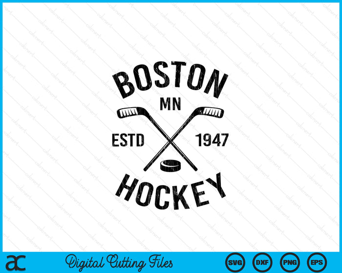 Boston Minnesota Ice Hockey Sticks Vintage Gift SVG PNG Digital Cutting Files
