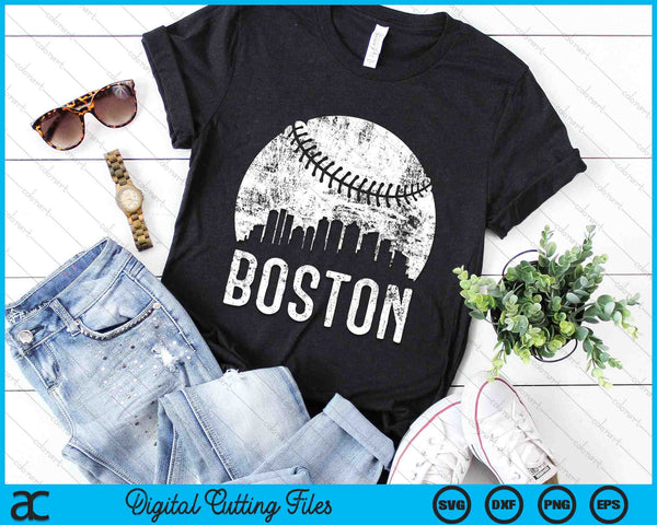 Boston Skyline Vintage Boston Baseball SVG PNG Digital Cutting Files