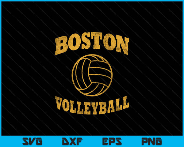 Boston Volleyball Classic Vintage Distressed SVG PNG Digital Cutting Files
