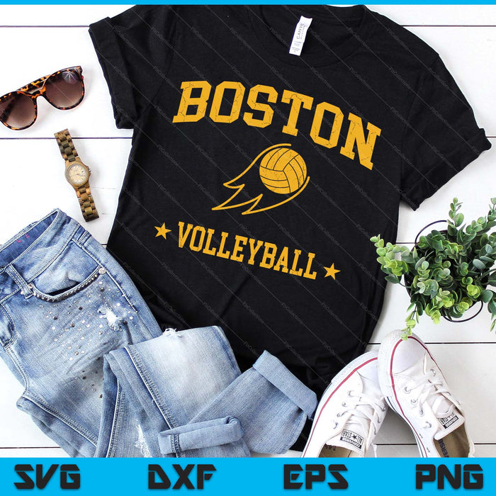 Boston Volleyball Vintage Gameday Retro Volleyball Lover SVG PNG Digital Printable Files