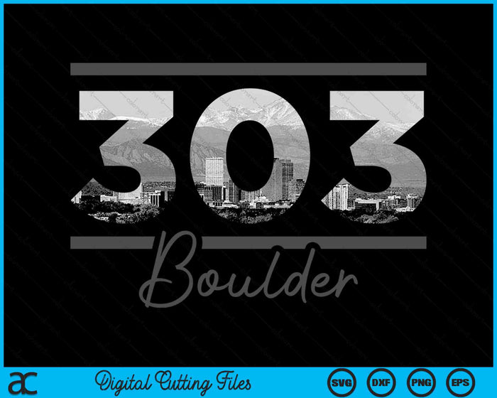 Boulder 303 Netnummer Skyline Colorado Vintage SVG PNG digitale snijbestanden