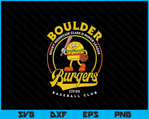 Boulder burgers retro minor league baseball team SVG cut file