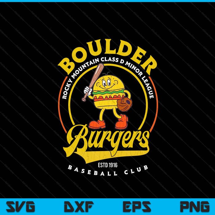 Boulder burgers retro minor league baseball team SVG cut file