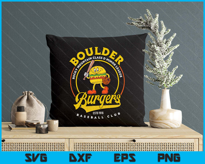 Boulder Burgers Retro Minor League Baseball Team SVG PNG Digital Printable Files
