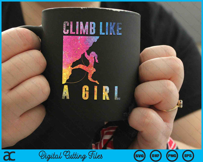 Boulderen Rock Climber Klim als een meisje SVG PNG digitale snijbestanden