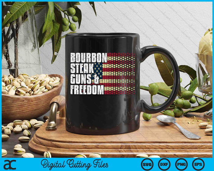 Bourbon Steak Guns & Freedom USA Flag Whiskey SVG PNG Digital Printable Files