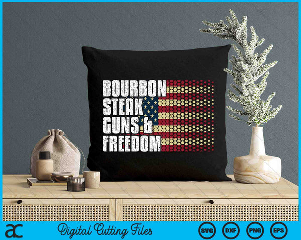 Bourbon Steak Guns & Freedom USA Flag Whiskey SVG PNG Digital Printable Files