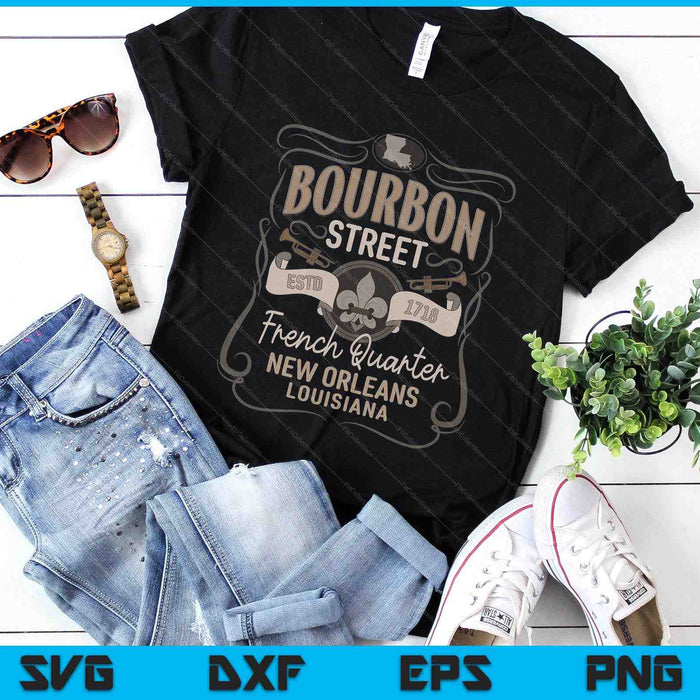 Bourbon Street French Quarter New Orleans SVG PNG Digital Cutting Files