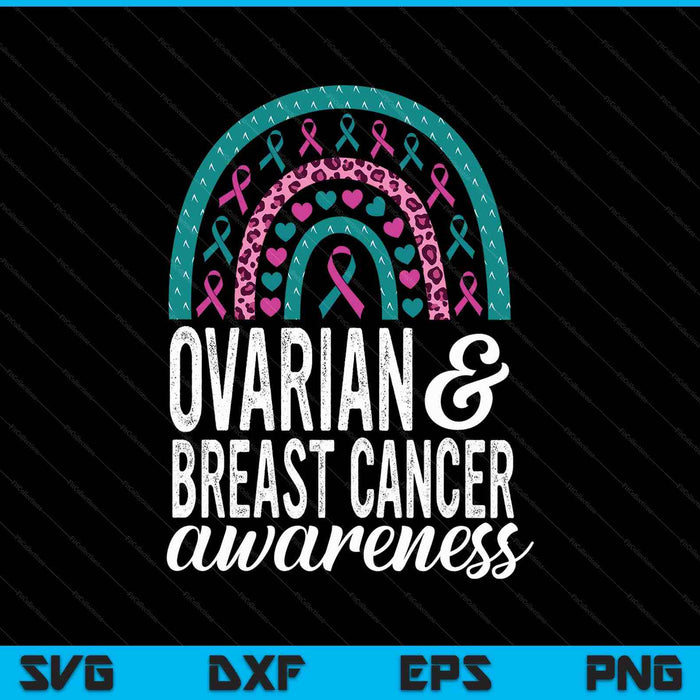 Bow ovarian and breast cancer awareness pink teal ribbon SVG cut file