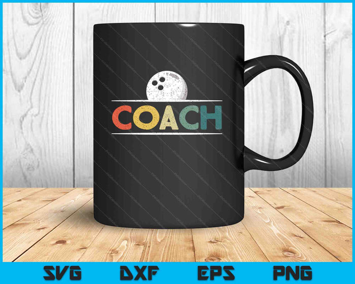 Bowlingbal Coach Geschenken Vintage Bal Coaching SVG PNG Digitale Snijbestanden