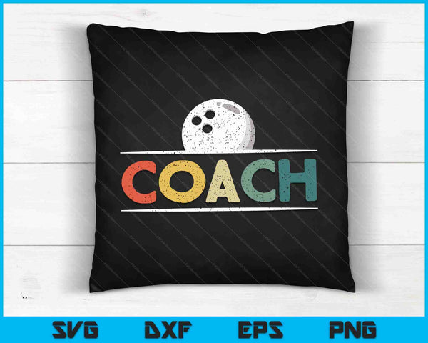 Bowlingbal Coach Geschenken Vintage Bal Coaching SVG PNG Digitale Snijbestanden