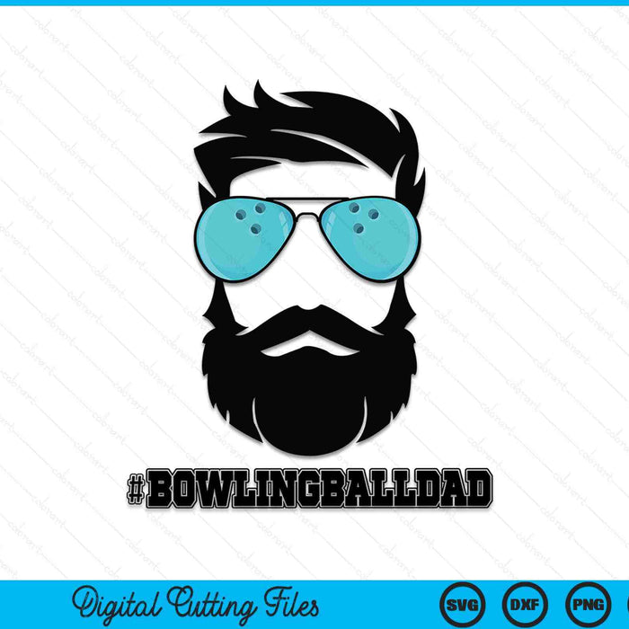 Bowlingbal papa met baard en coole zonnebril SVG PNG digitale snijbestanden