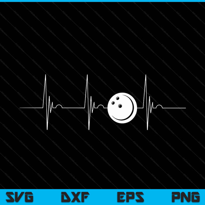 Bowling Ball Player Heartbeat EKG Pulse Whiffle Ball Game SVG PNG Cutting Printable Files