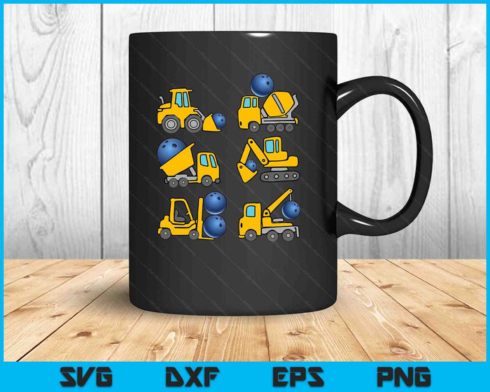 Bowling Diggers Kids Construction Trucks Toddler Boys SVG PNG Digital Printable Files