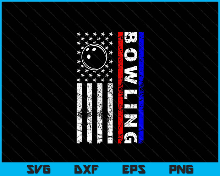 Bowling Lovers 4th of July American Flag Bowling USA SVG PNG Digital Printable Files