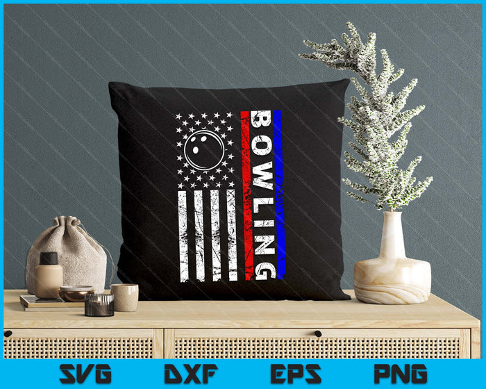Bowling Lovers 4th of July American Flag Bowling USA SVG PNG Digital Printable Files
