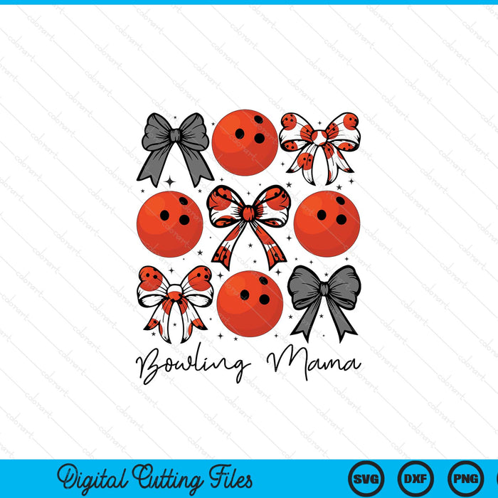 Bowling Mama Coquette Bow Bowling Season SVG PNG Digital Printable Files
