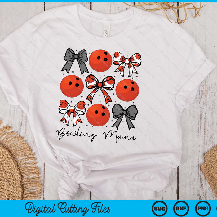 Bowling Mama Coquette Bow Bowling Season SVG PNG Digital Printable Files