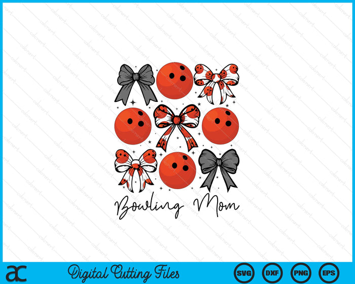 Bowling Mom Coquette Bow Bowling Season SVG PNG Digital Printable Files