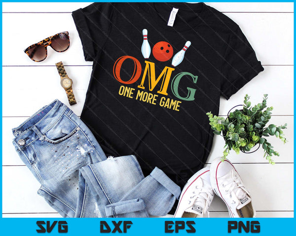Bowling OMG One More Game Bowling Sports Men Women SVG PNG Digital Cutting Files - on a t-shirt