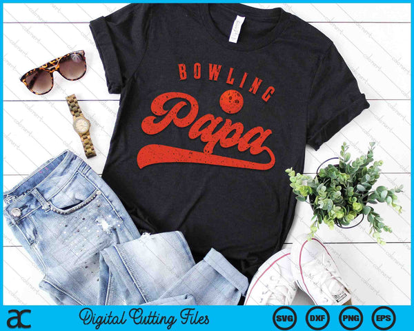 Bowling Papa SVG PNG Digital Cutting Files - on a t-shirt
