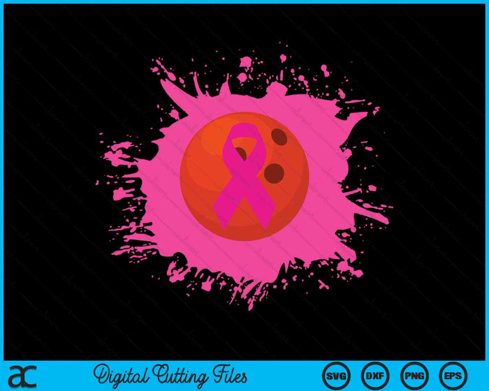 Bowling Pink Ribbon Breast Cancer Awareness SVG PNG Digital Cutting Files