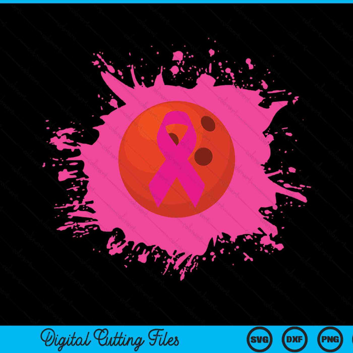 Bowling Pink Ribbon Breast Cancer Awareness SVG PNG Digital Cutting Files